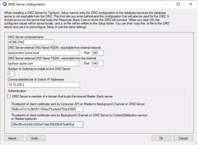 Setup 8.1 - DMZ Server configuration
