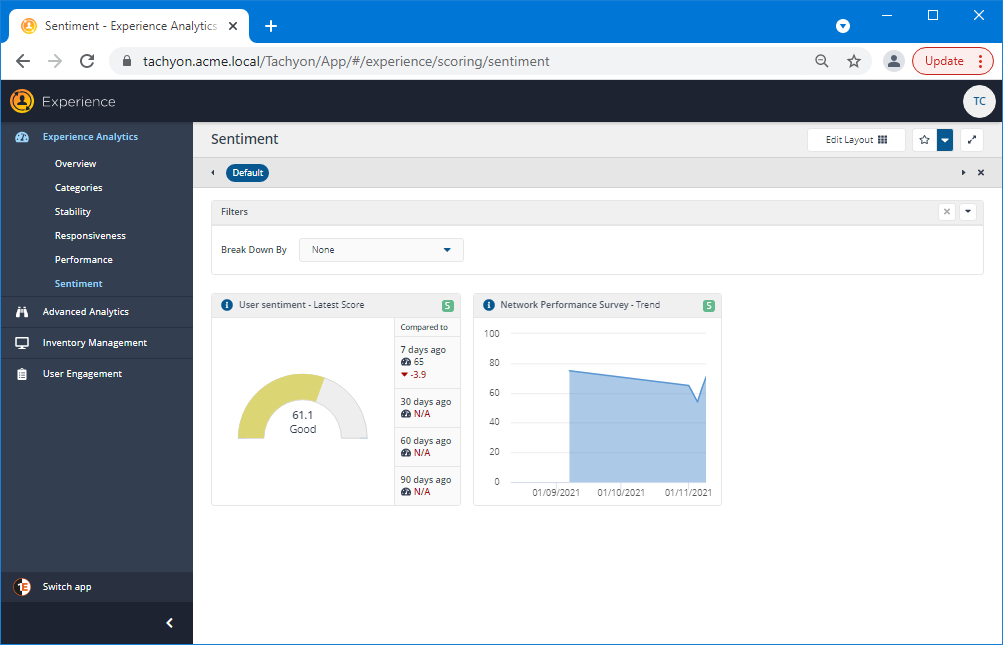 The Network Performance Survey tile added