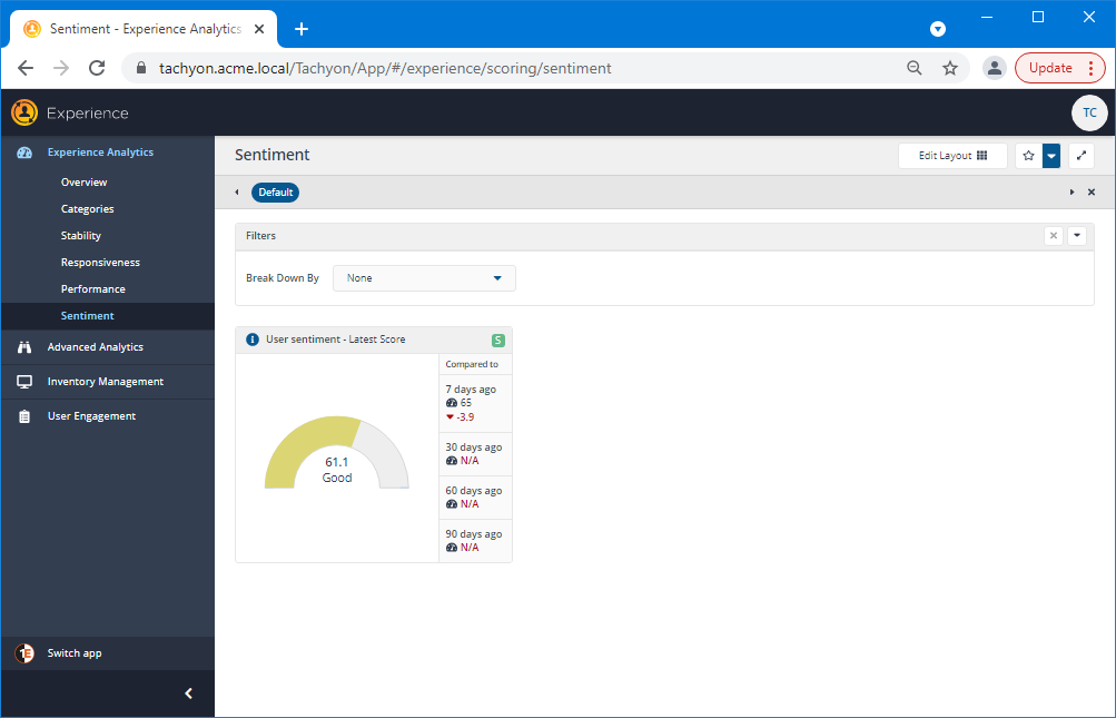 Adding a User Sentiment Survey tile to the Sentiment page