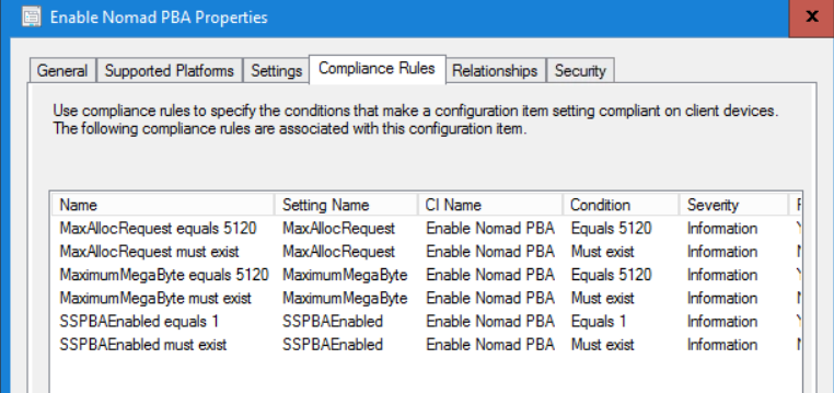 Enable Nomad PBA Compliance Rules