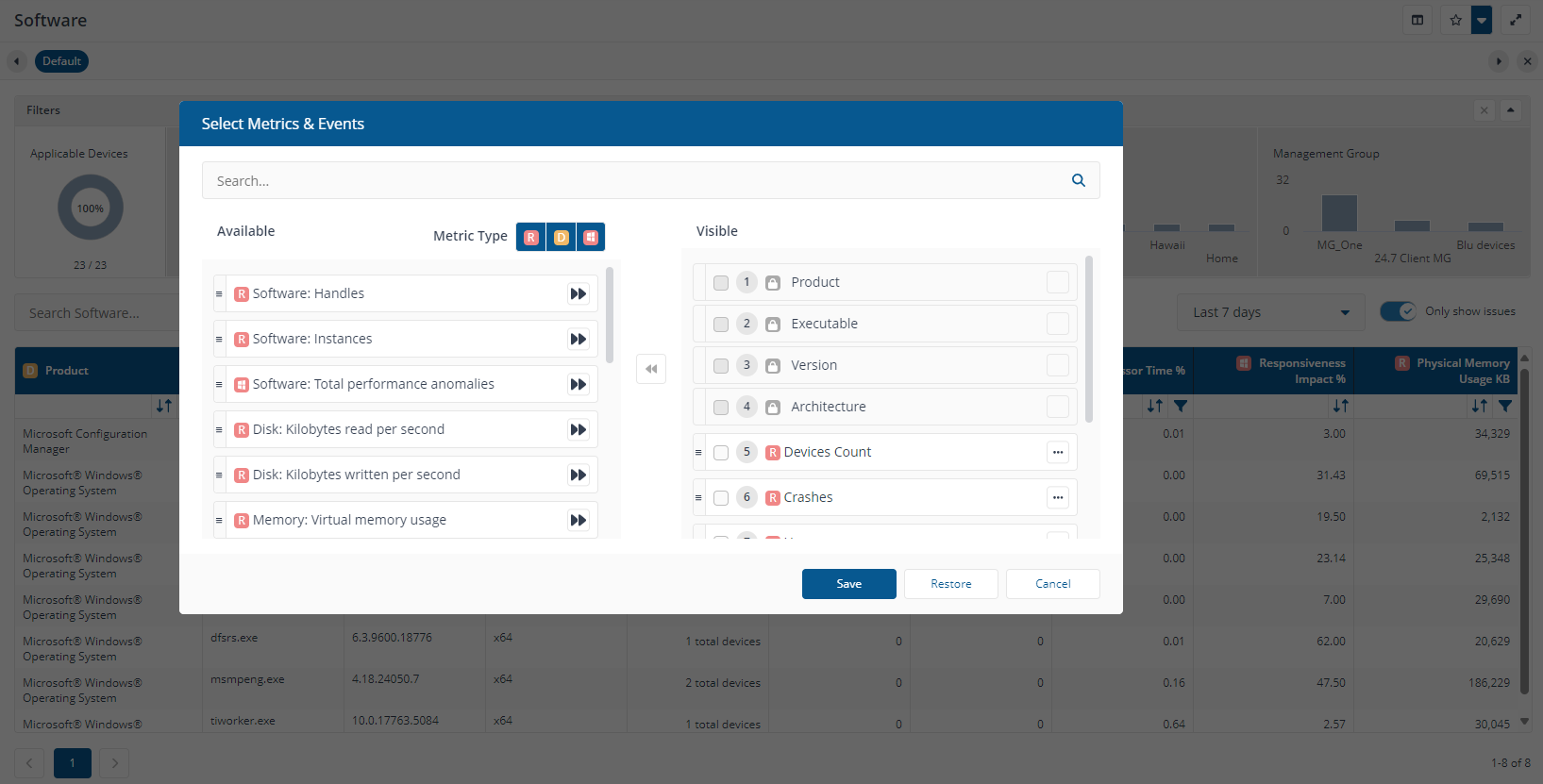 Inventory Management - Software - Add Metrics