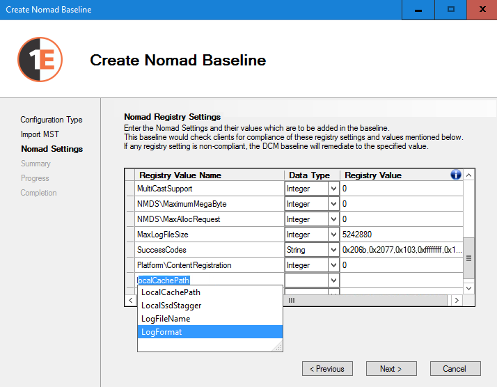 Create Nomad Baseline - Nomad add setting