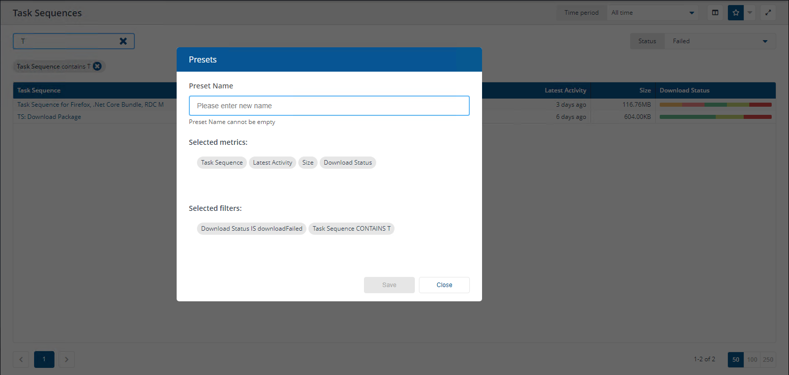 Set page configuration as preset