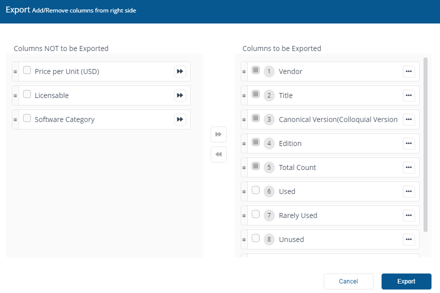 Export data