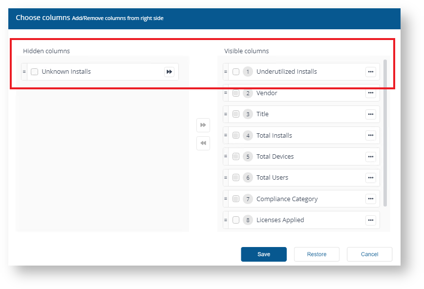 Column Picker example