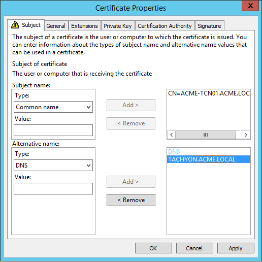Certificate Properties Type 2