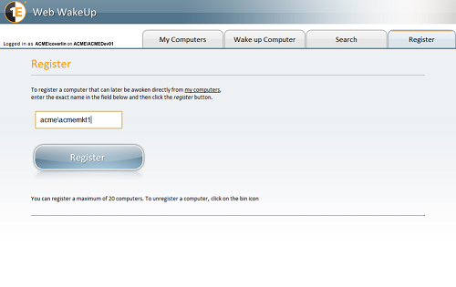 Registering a computer