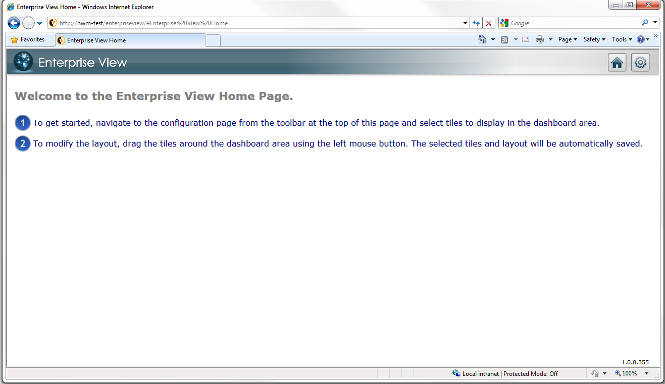 The Enterprise View home page