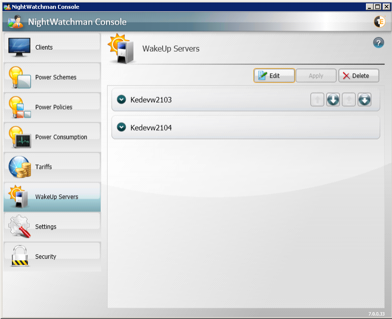 Managing Wakeup server in the NightWatchman console