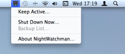 The NightWatchman icon on the Mac status bar