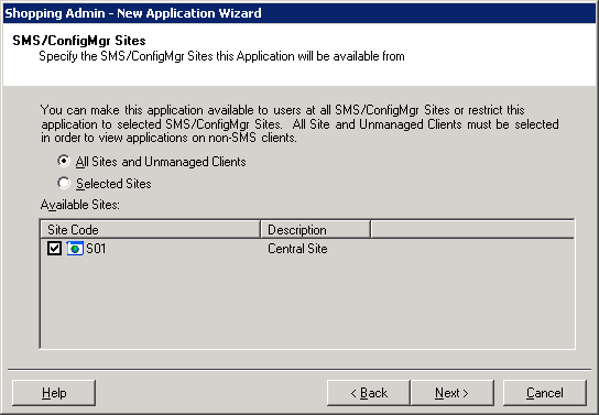 Associating the application with a Configuration Manager site