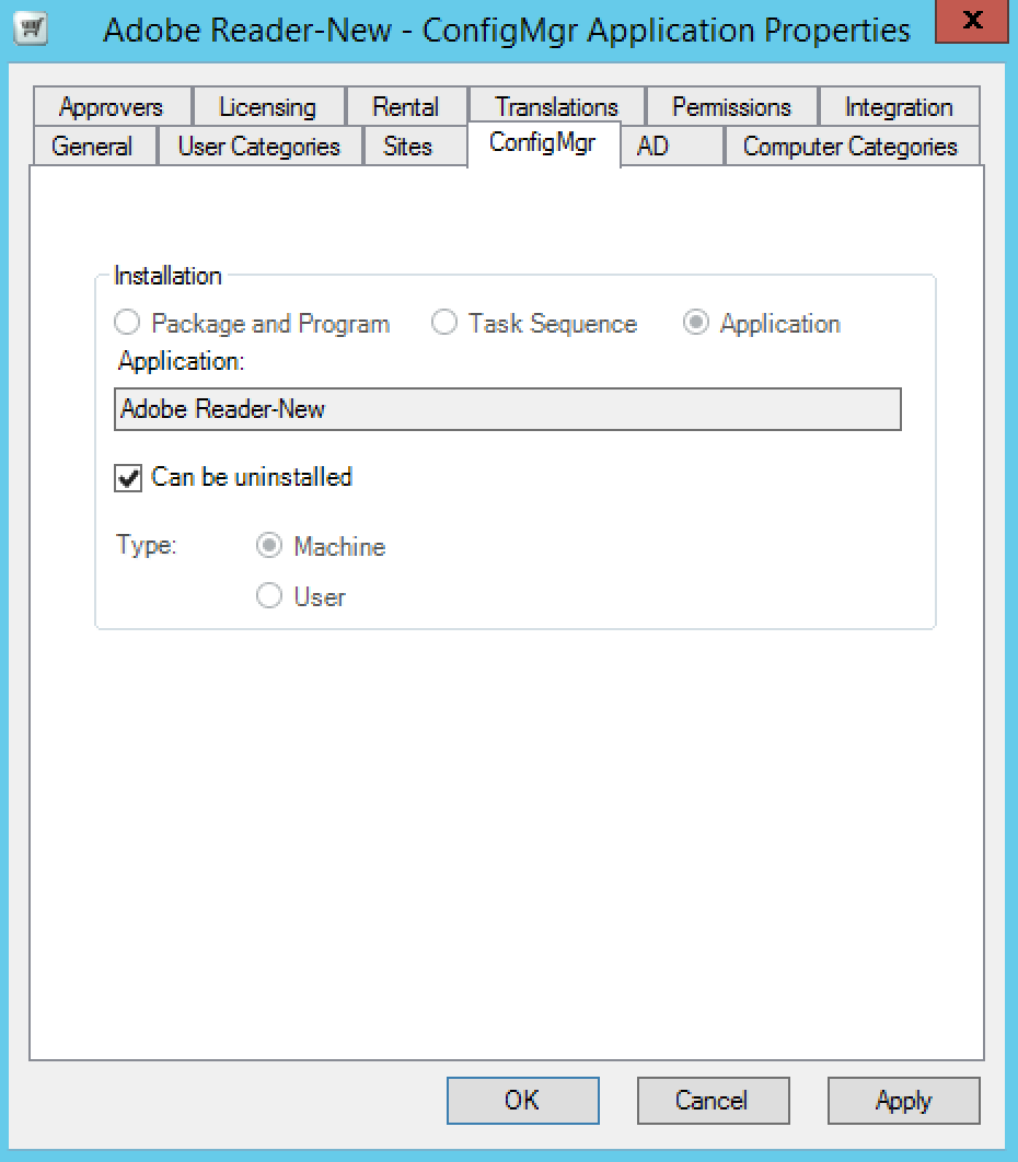 Configuration Manager applications