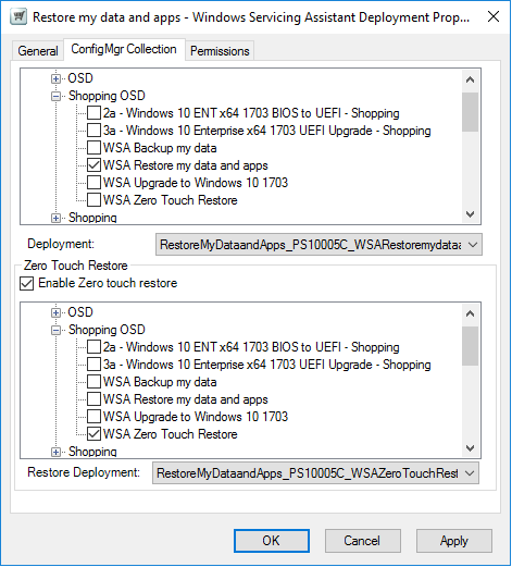 Properties in the ConfigMgr Collection tab