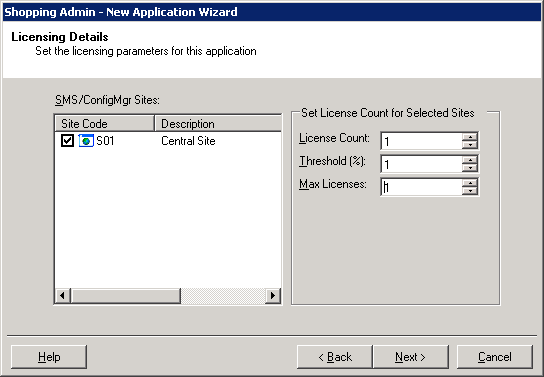 Setting the licensing parameters for Configuration Manager sites