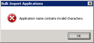 Prompt that there are invalid characters in the application name