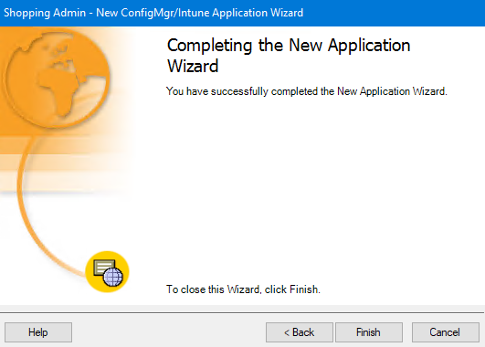 Completing the New Application Wizard