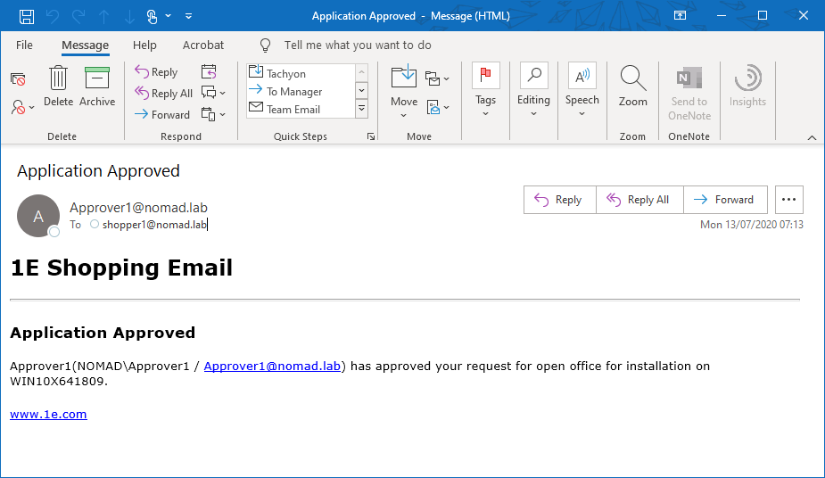 Approval email notification
