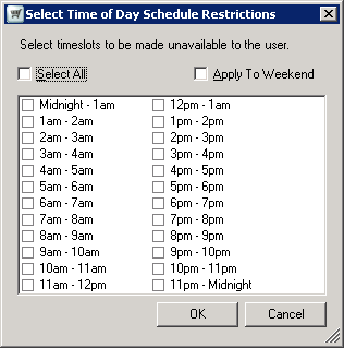 Scheduling time of day restrictions