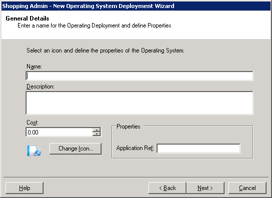 Populating the General Details screen for an OS deployment