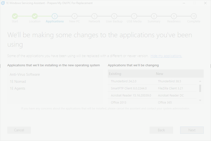 Installing and changing titles on the Applications screen