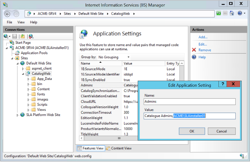 Modifying application settings