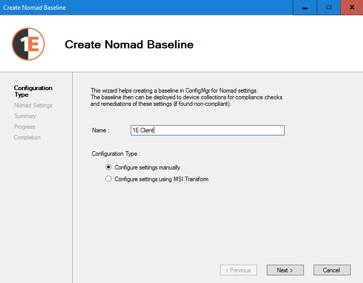 Create Nomad Baseline - Configuration Type