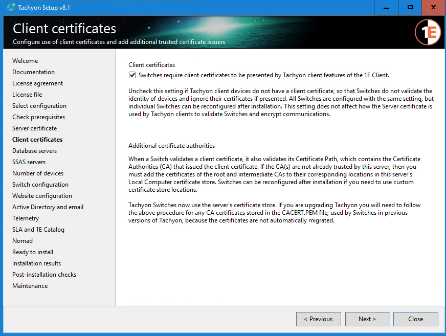 Client certificates