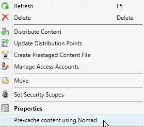 Pre-cache content using Nomad context menu item