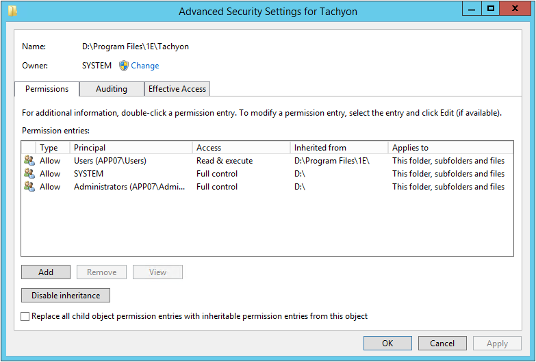NTFS Advanced Security Settings 1