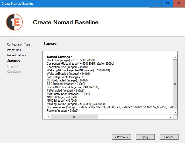 Create Nomad Baseline - Summary