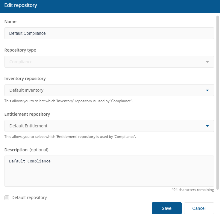 Associating the default repositories