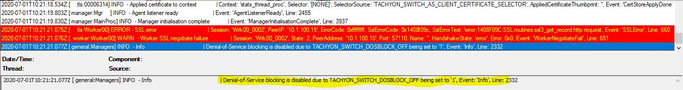 Error log - Denial of Service 2