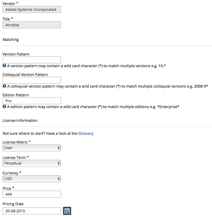 Updating an existing license rule