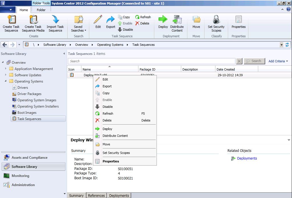 Task sequence editor