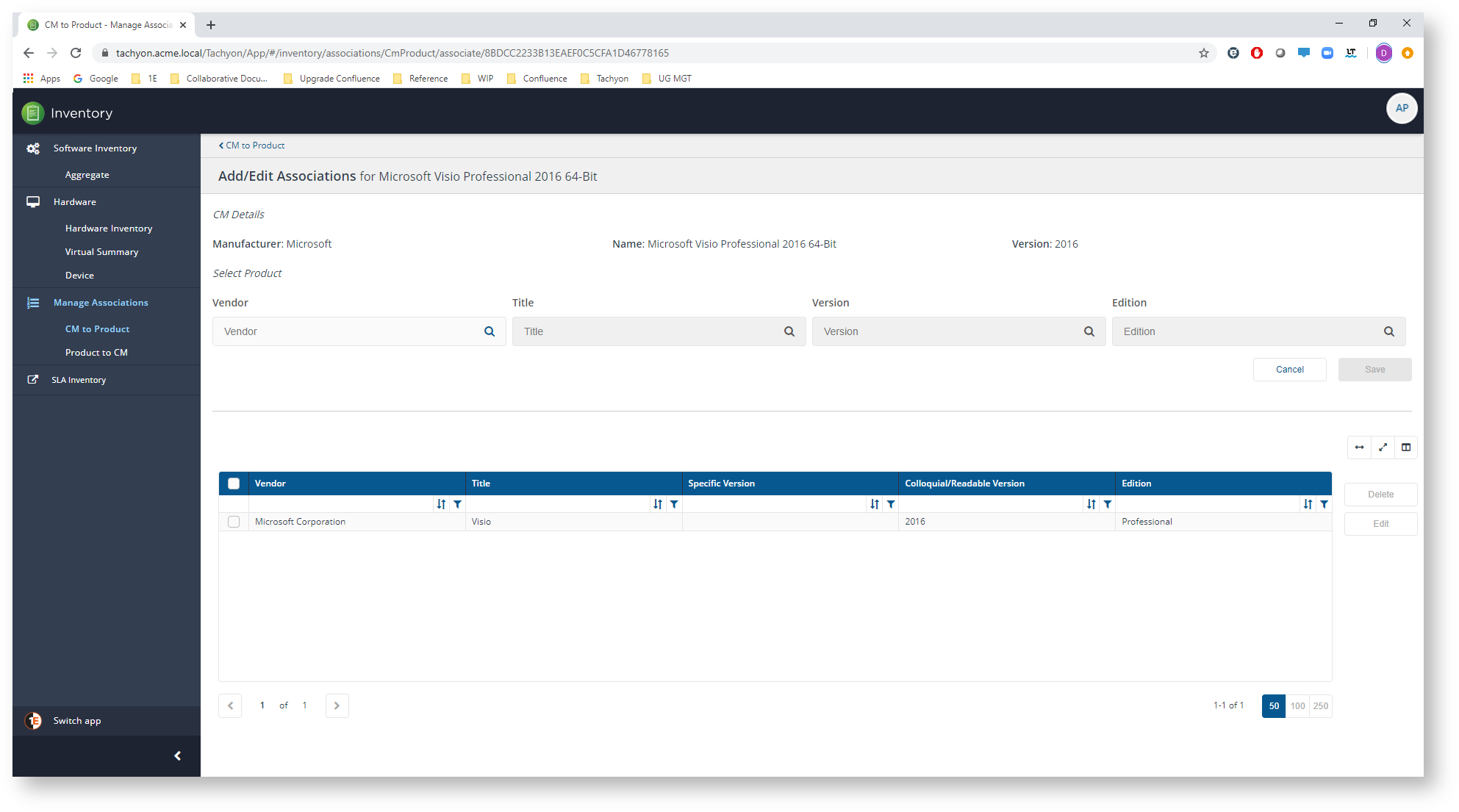 CM to Product - Add-Edit Association