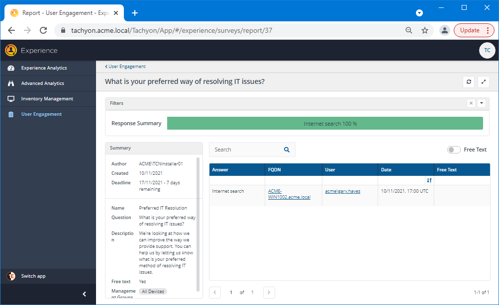 Monitoring the General Purpose Survey - the first response