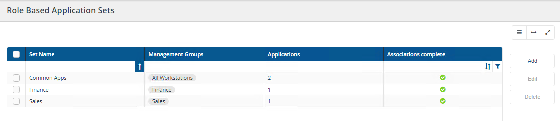 Role Based Application Sets comparison