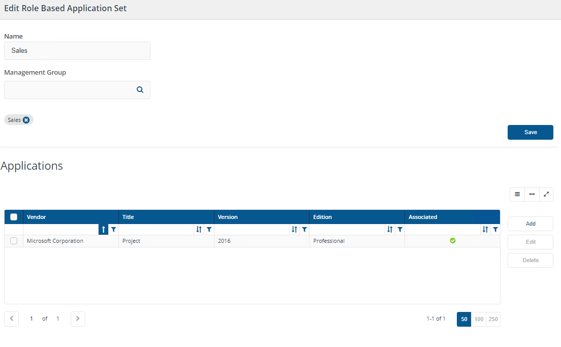 Role Based Application Set Sales