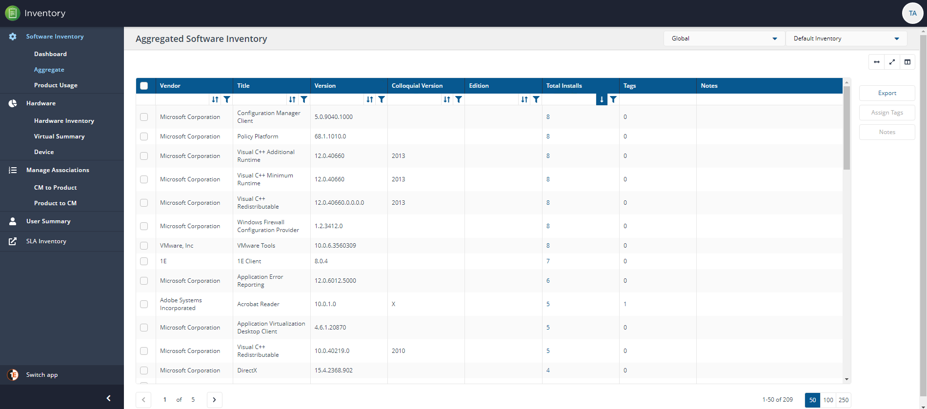 Aggregated Software Inventory