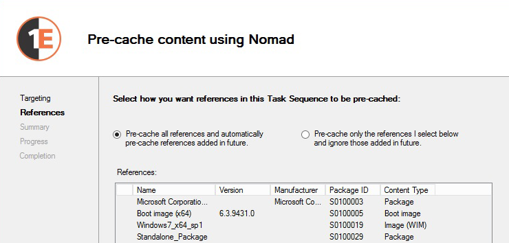 Automatically pre-caching task sequence references