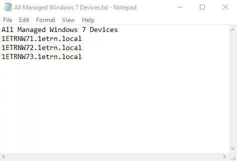 All Managed Windows 7 Devices FQDN